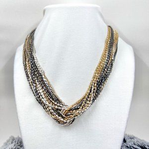 Multi Strand Tri-Color Knot 16” Chain Necklace